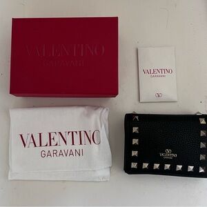 Valentino Garavani Black Wallet with Silver Studs
